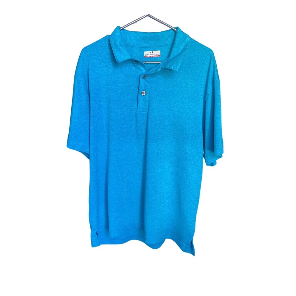 Men's Grand Slam Performance Blue Short Sleeve Polo Golf Shirt XL‎
